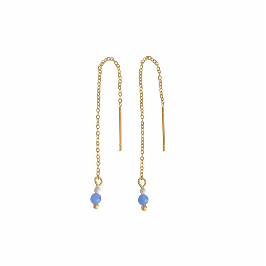 Threader Oorbellen Howliet & Blauwe Aventurijn - Goud