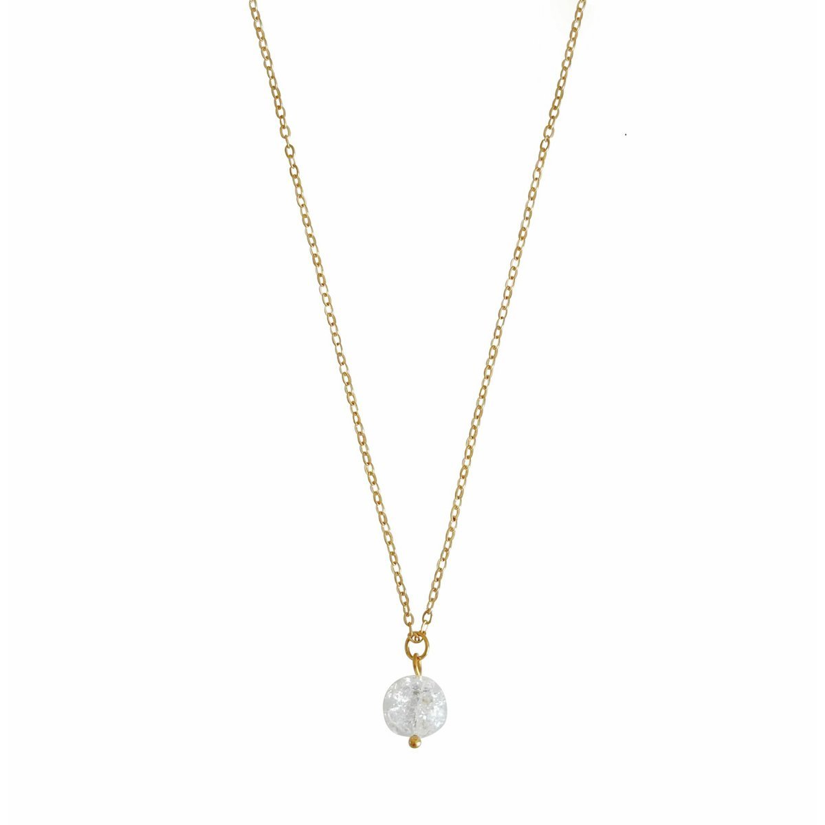 Cracked Bergkristal Ketting - Goud