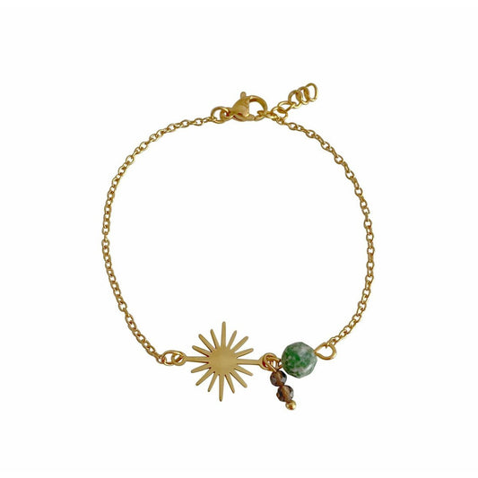 Rookkwarts & Green Spot Jaspis Armband - Goud
