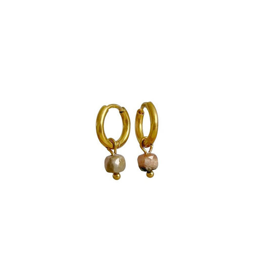 Rhodochrosiet Oorringetjes - Goud