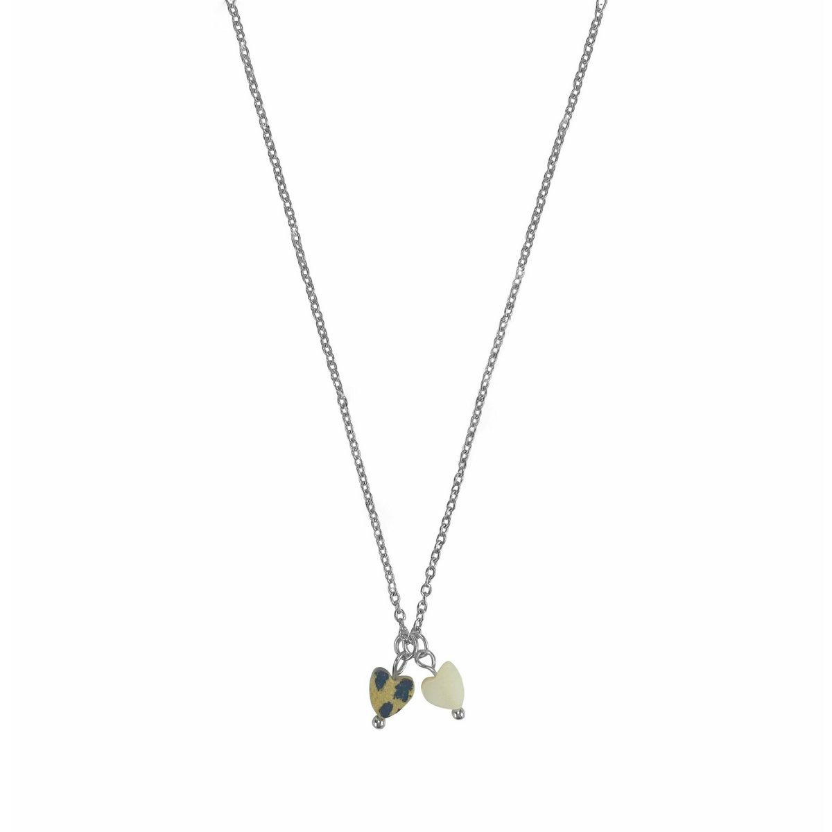 Ketting Dalmatiër Jaspis & Schelp Hartje - Zilver