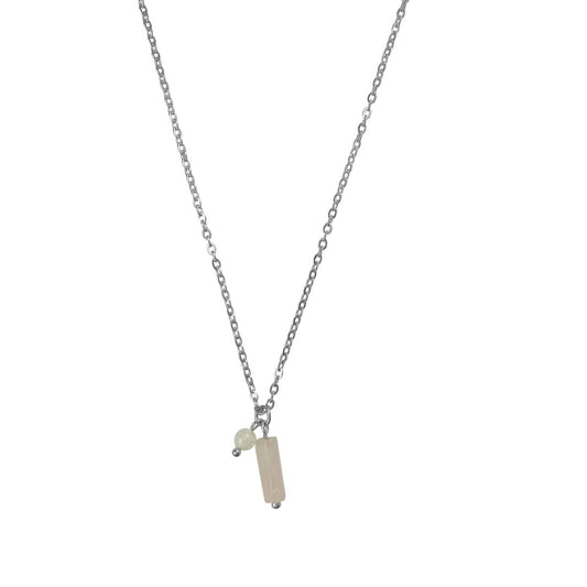 Ketting Rozenkwarts & Maansteen - Zilver