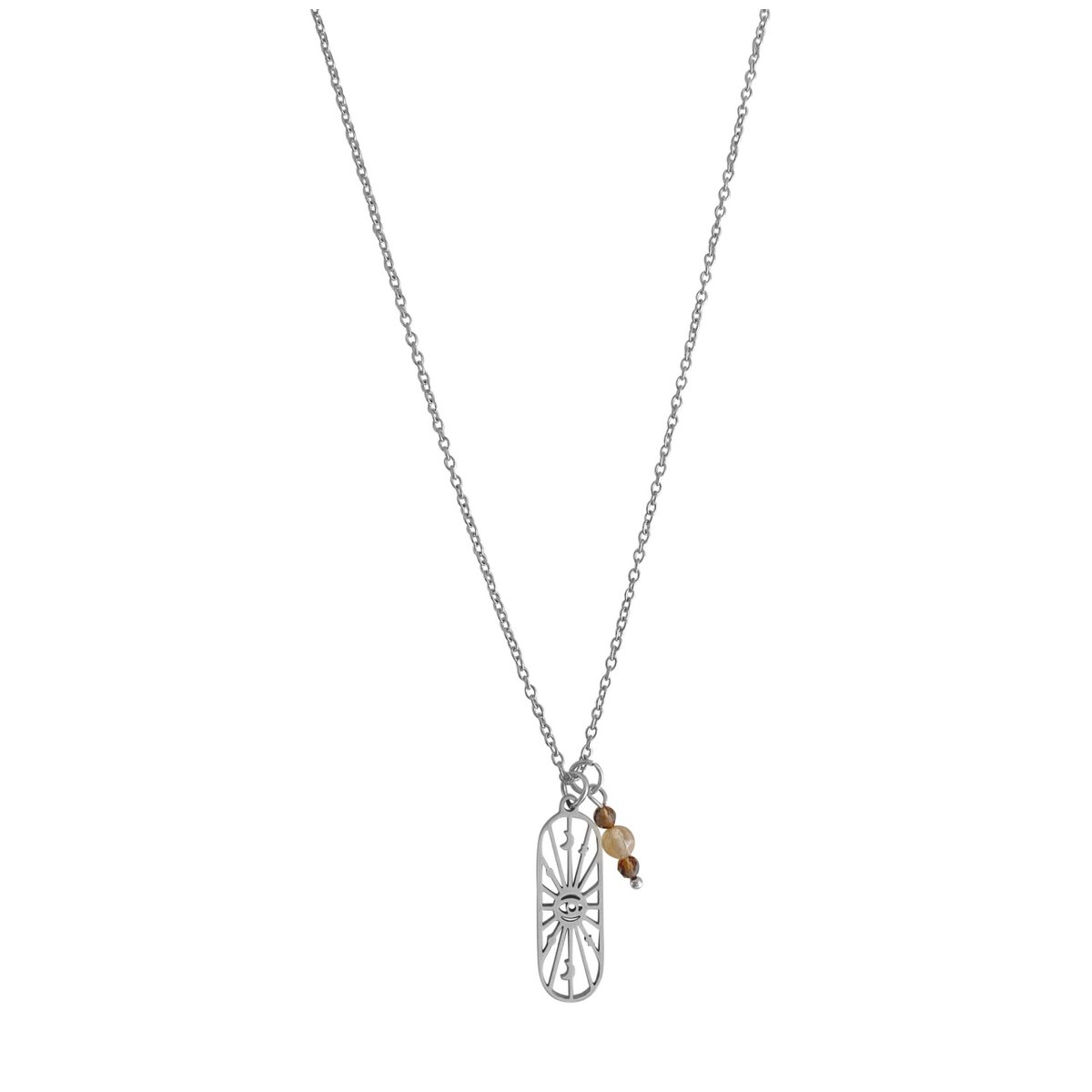 Alziend Oog Rookkwarts & Citrien Ketting - Zilver