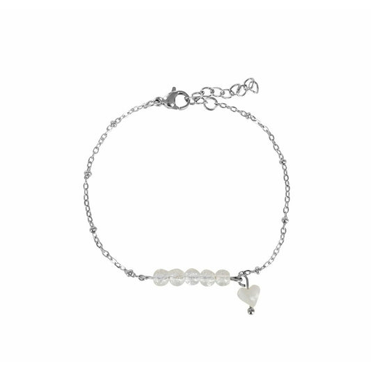 Cracked Bergkristal & Hartje Armband - Zilver