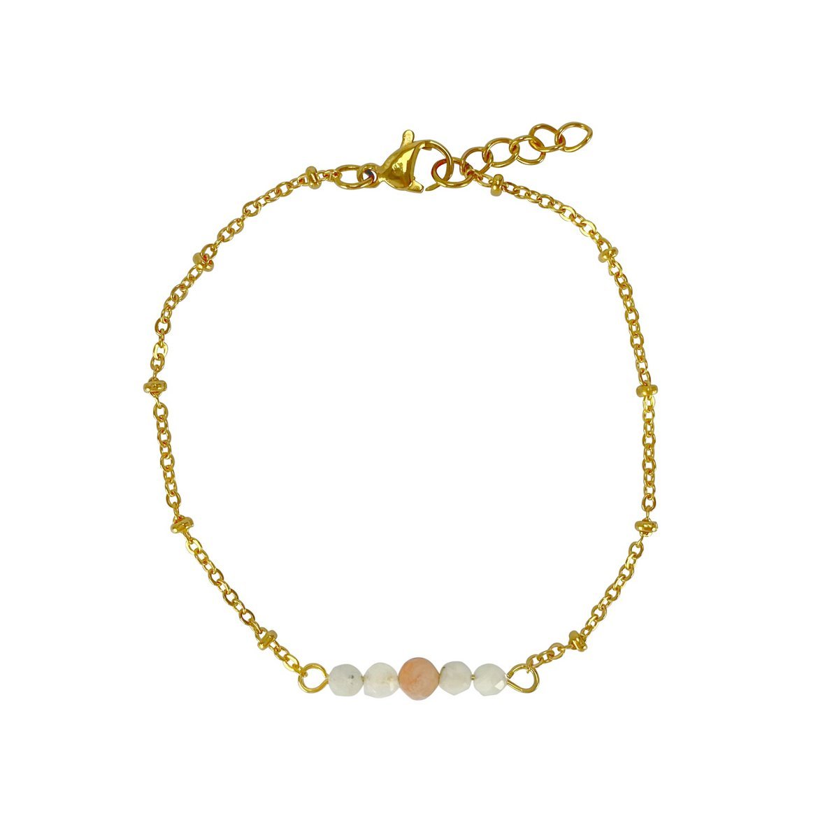 Armbandje Maansteen & Zonnesteen - Goud
