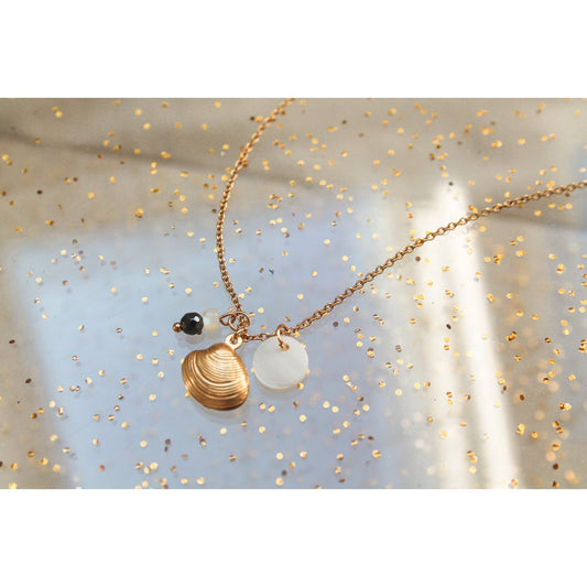 Ketting Schelp & Hematiet - Goud