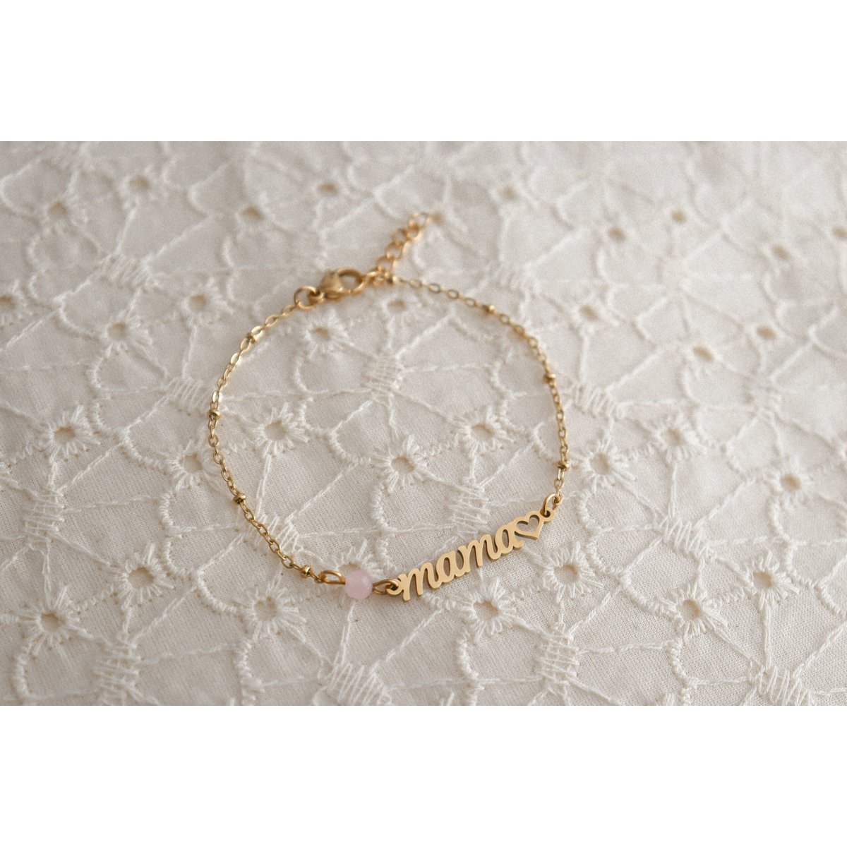 Mama & Rozenkwarts Armband - Goud