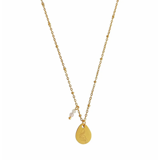 Ketting Zwangere Vrouw & Rozenkwarts - Goud