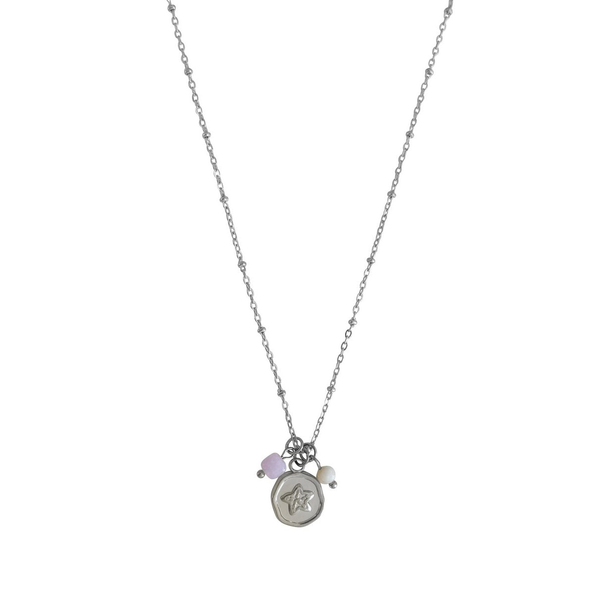 Ketting Maansteen, Chalcedoon & Zeester - Zilver