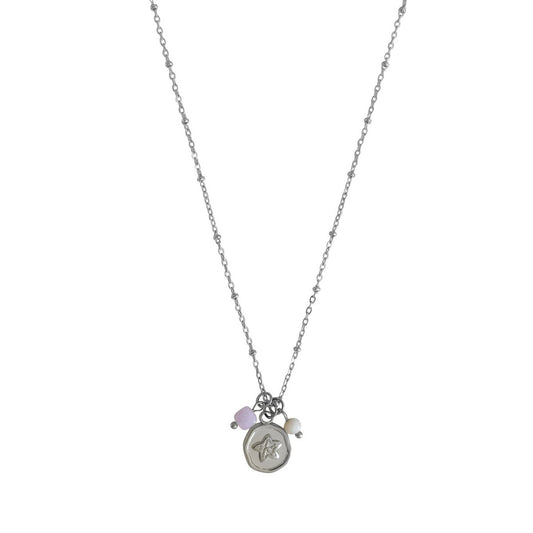 Ketting Maansteen, Chalcedoon & Zeester - Zilver