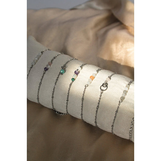 Armband Rings & Rozenkwarts - Zilver