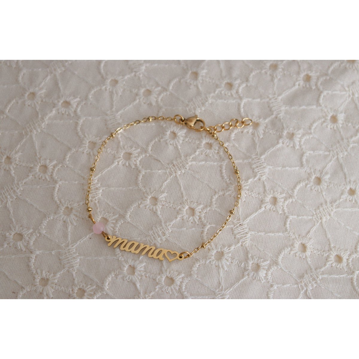 Mama & Rozenkwarts Armband - Goud