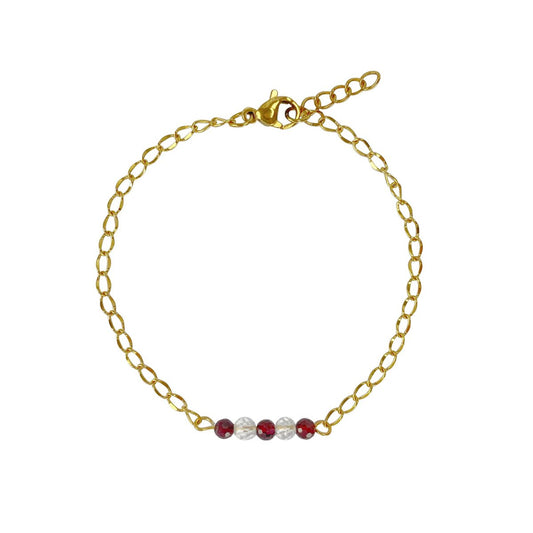 Armband Bergkristal & Granaat - Goud