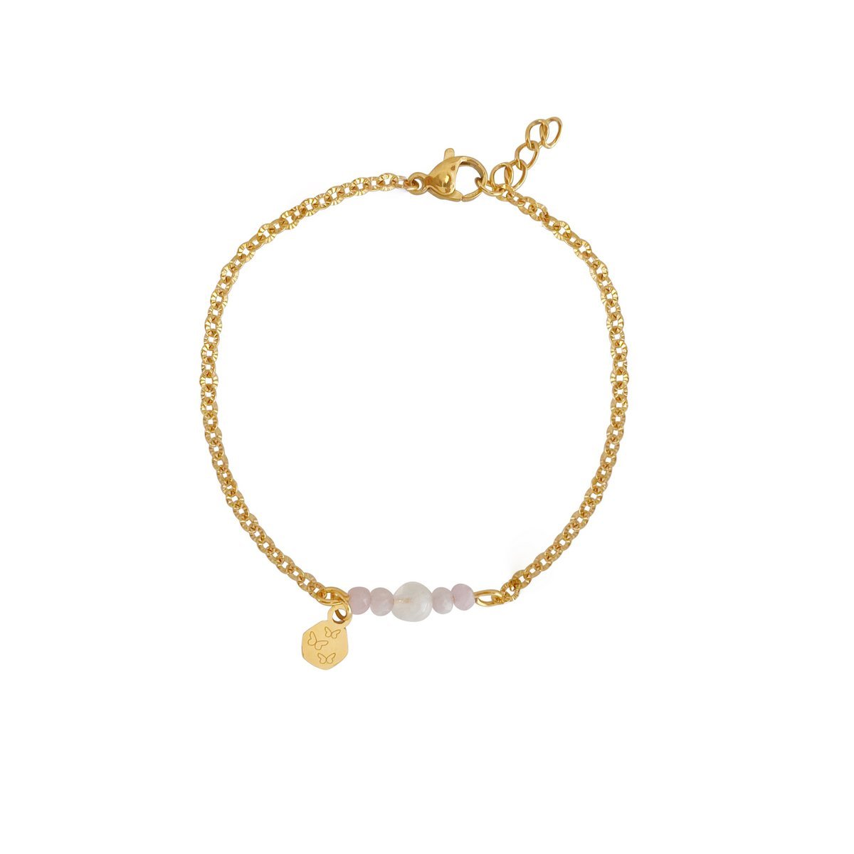 Kunziet, Maansteen & Vlindertjes Armband - Goud