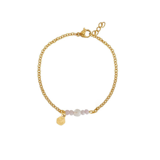 Kunziet, Maansteen & Vlindertjes Armband - Goud