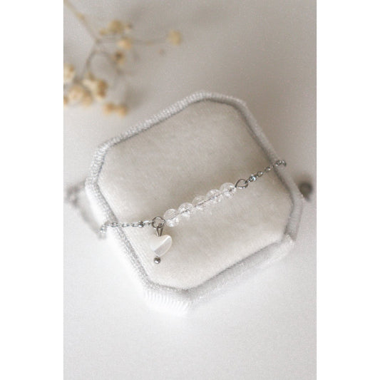 Cracked Bergkristal & Hartje Armband - Zilver