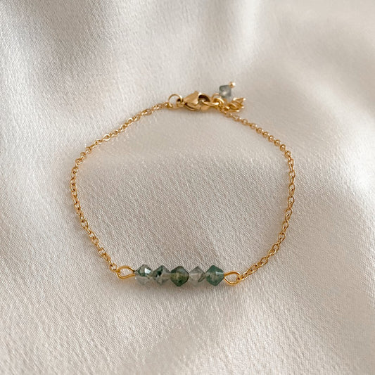 Mos Agaat Armbandje - Goud