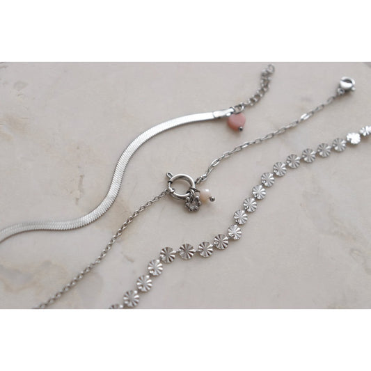 Slot Armband & Roze Opaal - Zilver