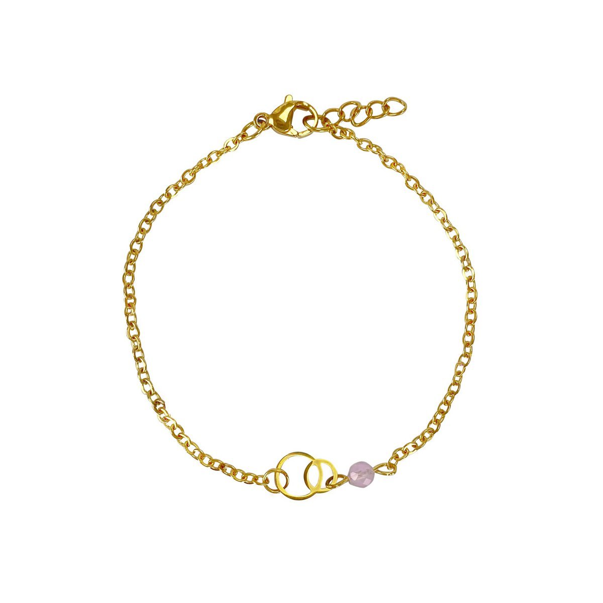 Armband Rings & Rozenkwarts - Goud