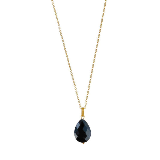 Gouden Facet Zwart Agaat Ketting