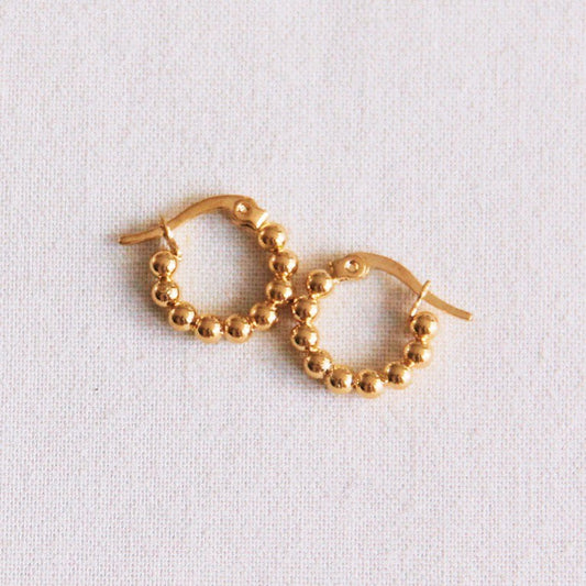 RVS creool 14mm "bolletjes" - goud - EA504
