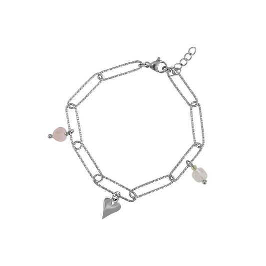 Hartjes Schakel Armband - Zilver
