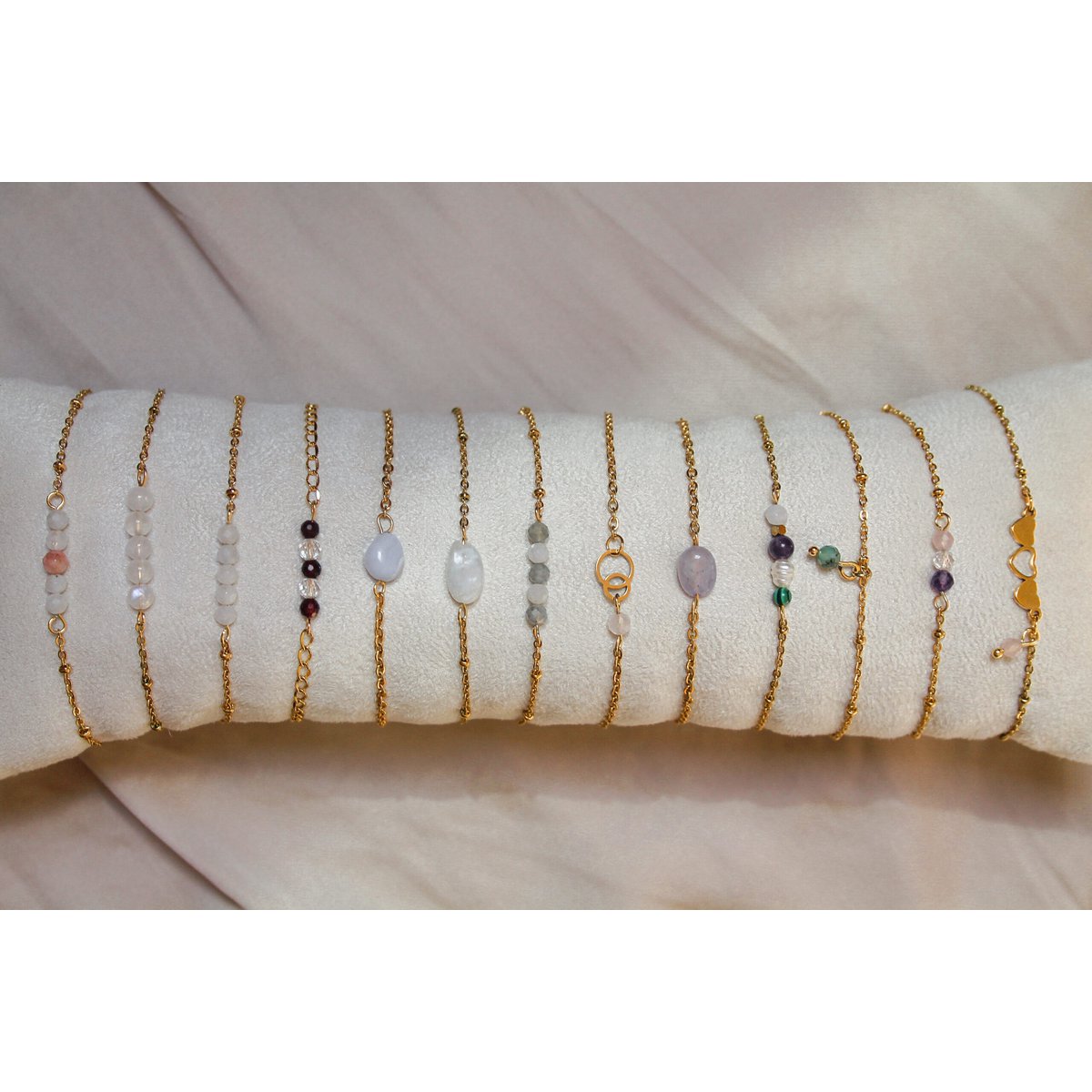 Armband Maansteen & Labradoriet - Goud