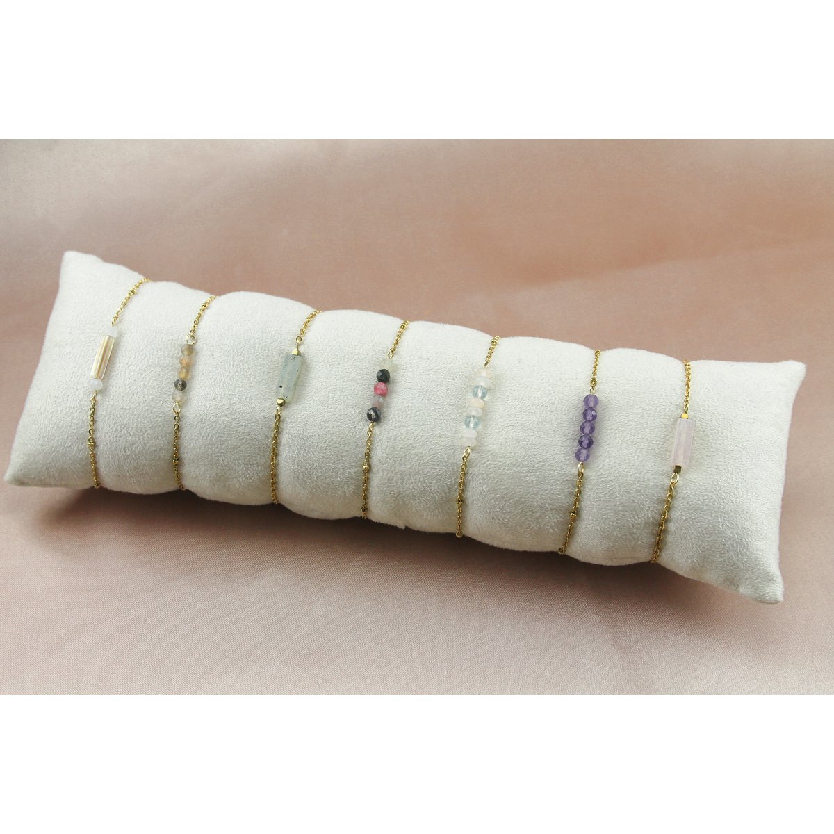 Armband Rozenkwarts & Hematiet - Goud