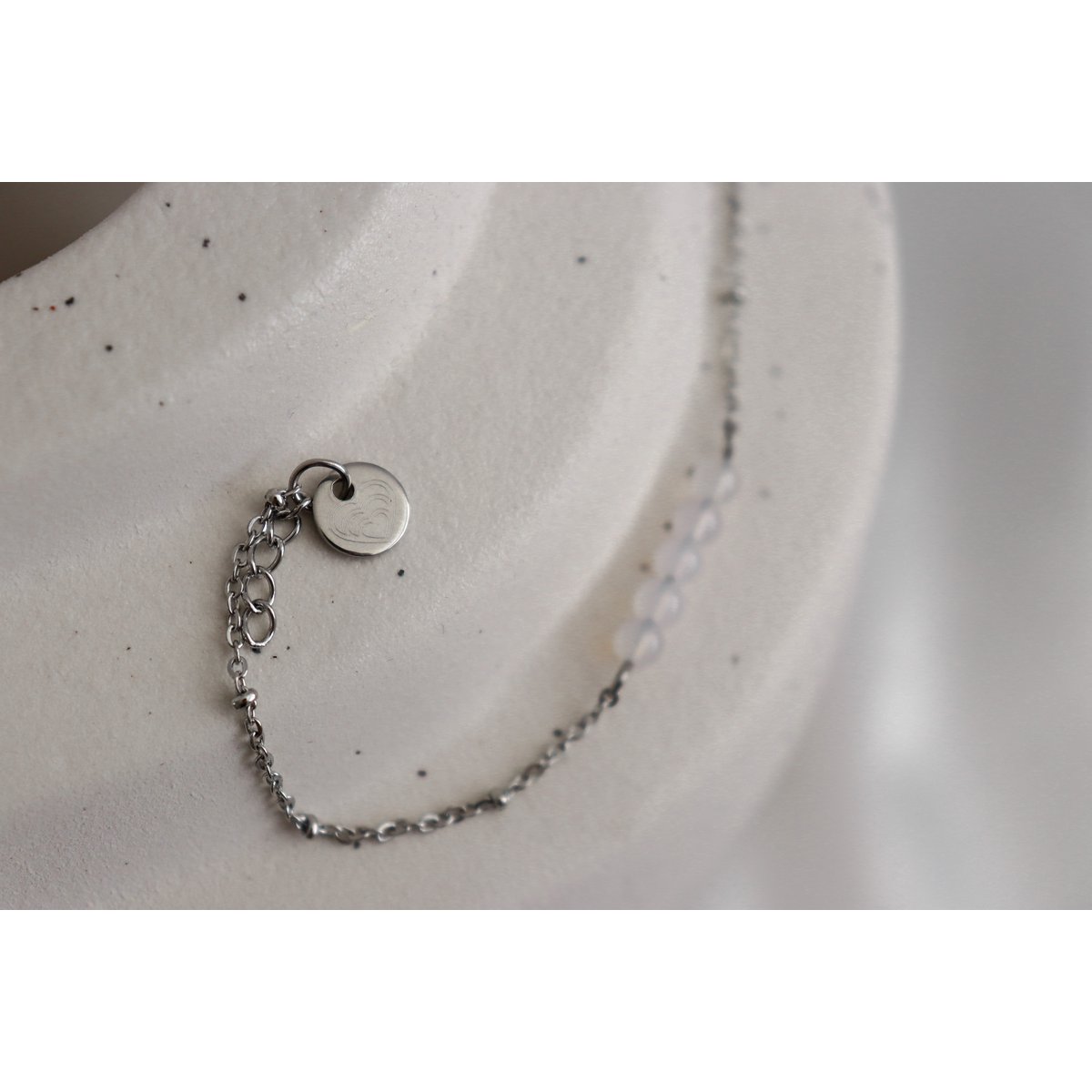 Melk Agaat Armbandje - Zilver
