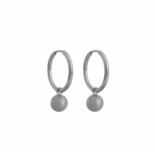 Oorringen Frosted Ball - Zilver