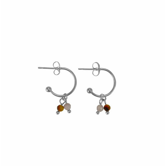 Oorringetjes Tijgeroog & Kunziet - Zilver