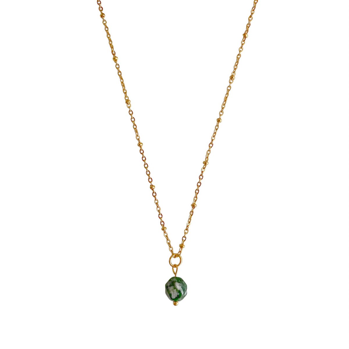 Green Spot Jaspis Ketting - Goud