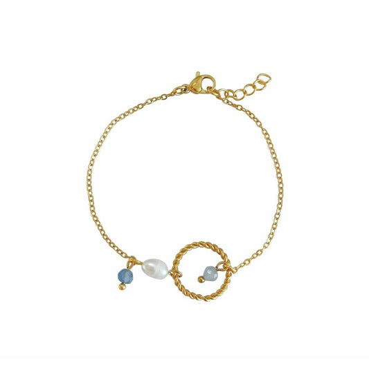 Aquamarijn, Saffier & Parel Armband - Goud