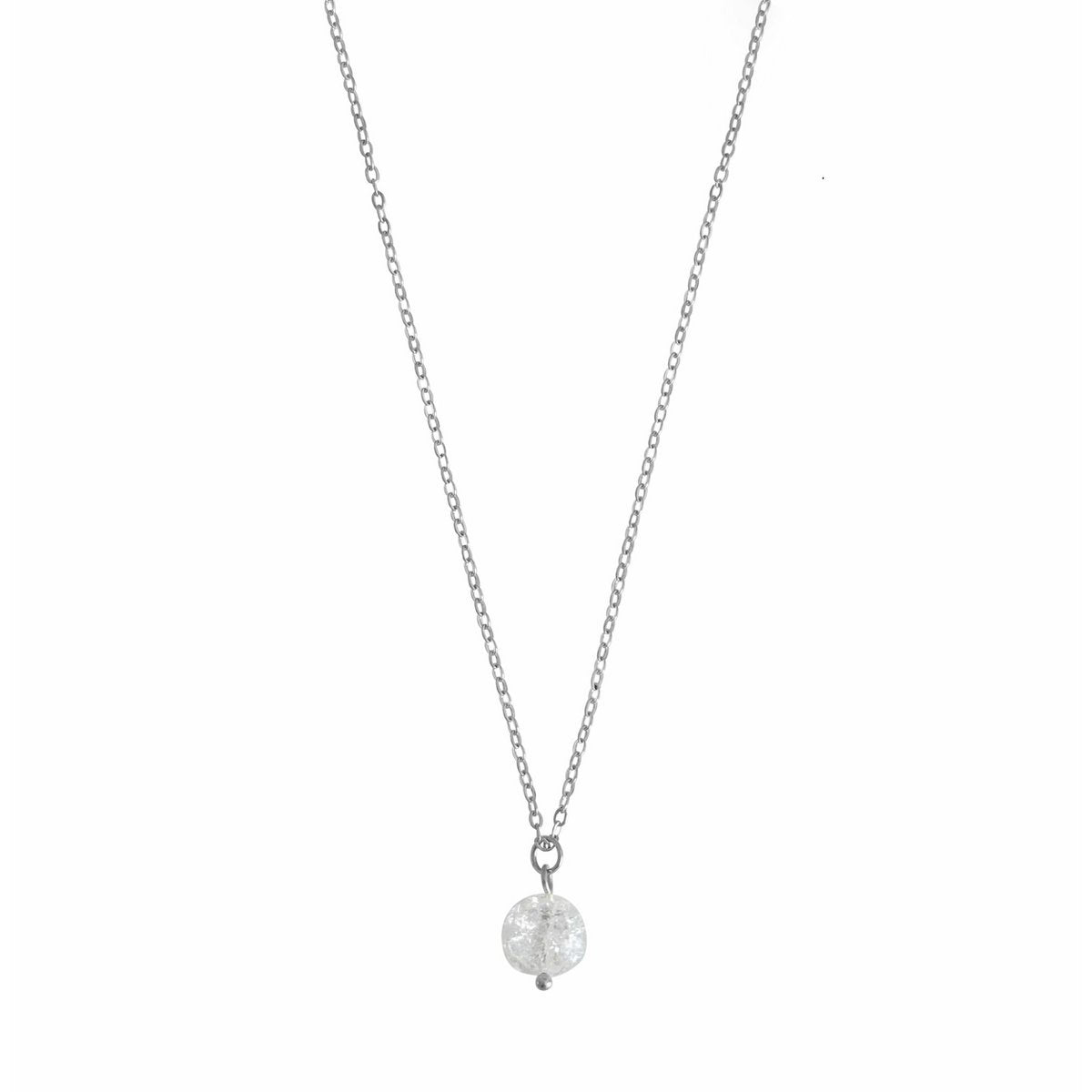 Cracked Bergkristal Ketting - Zilver