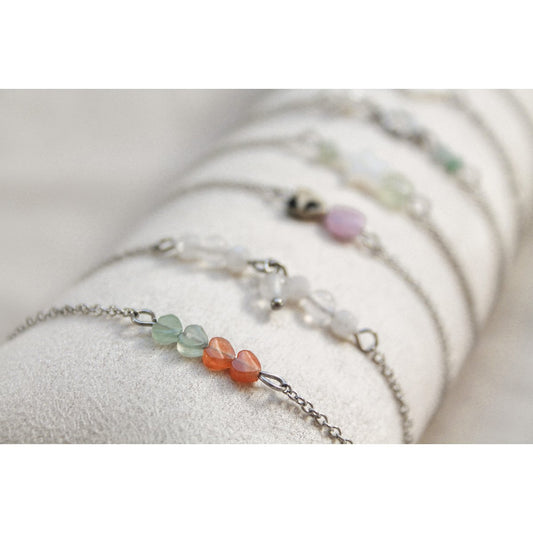 Armband Aventurijn Hartjes - Zilver