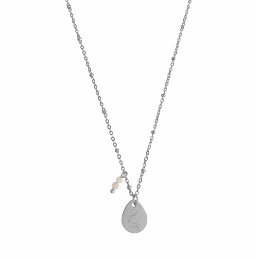 Ketting Zwangere Vrouw & Rozenkwarts - Zilver