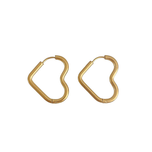 Stainless Steel Hart Oorringen - Goud