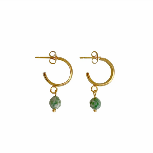 Green Spot Jaspis Oorringen - Goud