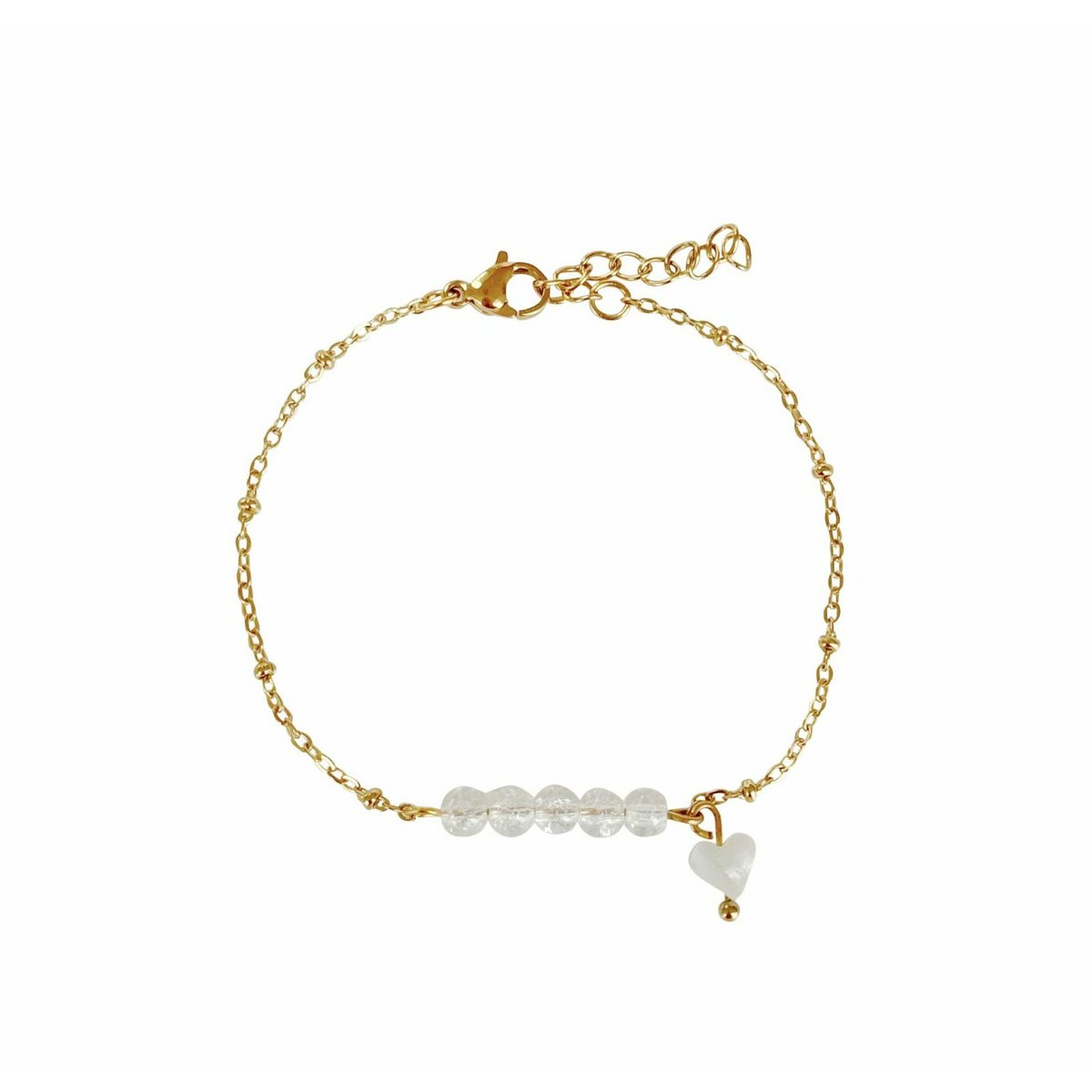 Cracked Bergkristal & Hartje Armband - Goud
