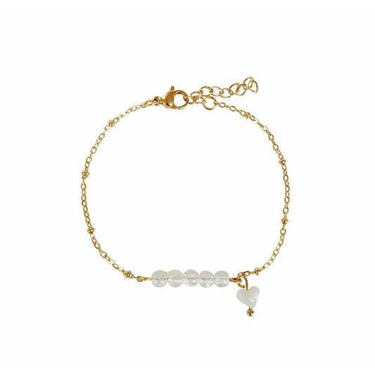Cracked Bergkristal & Hartje Armband - Goud