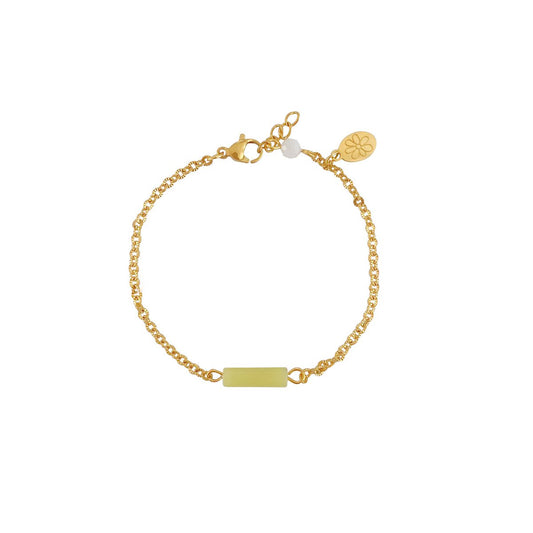 Lemon Jade, Maansteen & Bloem Armband - Goud