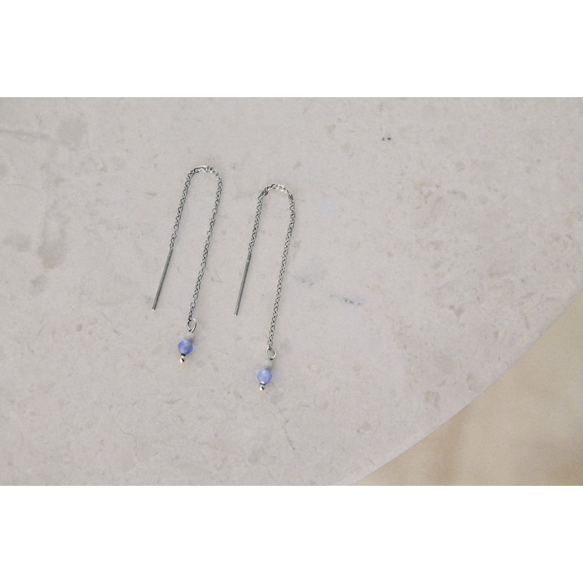 Threader Oorbellen Howliet & Blauwe Aventurijn - Zilver