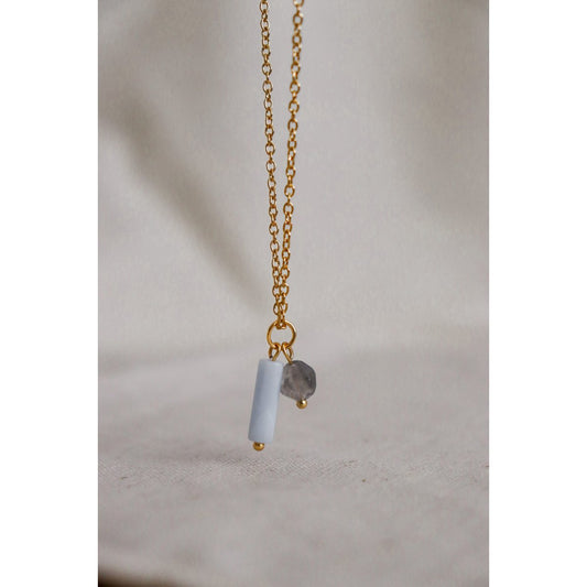 Aquamarijn & Agaat Ketting - Goud