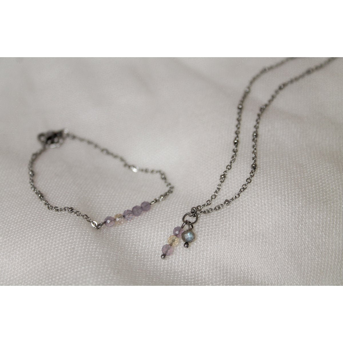 Ketting Ametrien & Labradoriet - Zilver