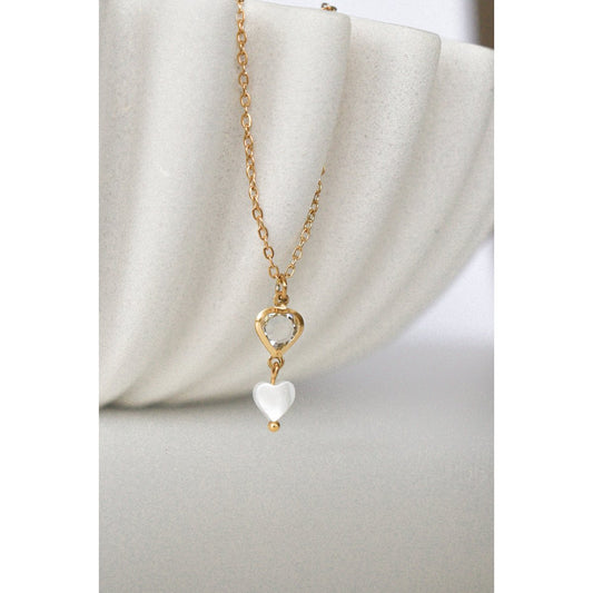 Kristal & Schelp Hart Ketting - Goud