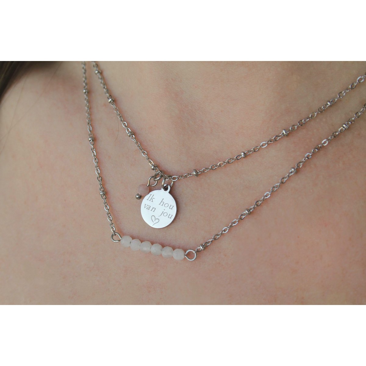Ketting Maansteentjes Facet - Zilver