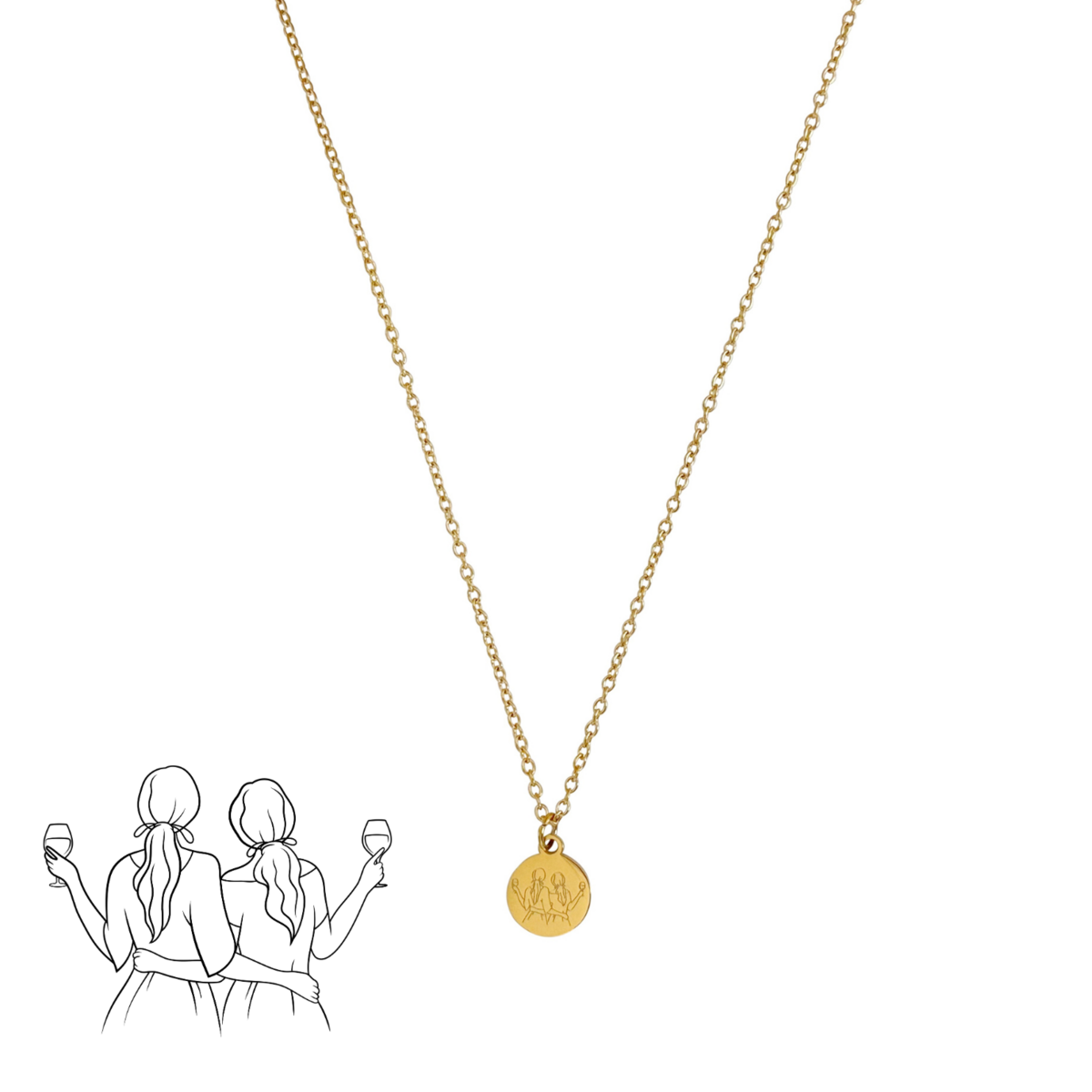 Vriendinnen & Wijnen Ketting – Goud