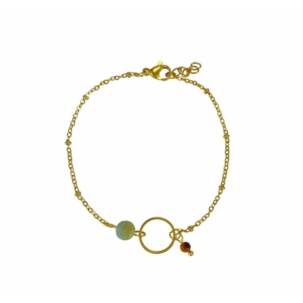Armband Amazoniet & Tijgeroog Ring - Goud