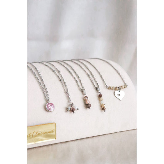 Roze Diamant Ketting - Zilver