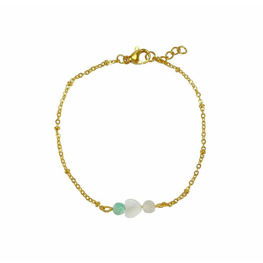 Armband Turkoois, Schelp Hart & Maansteen - Goud